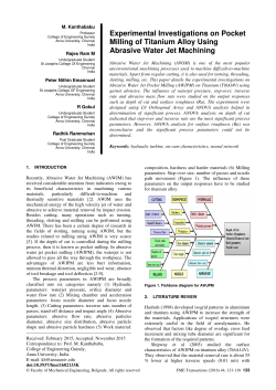 Experimental Investigations on Pocket Milling of Titanium Alloy Using Abrasive Water Jet Machining