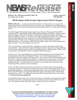 BLM releases draft sge-grouse EIS