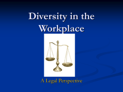 Diversity in the Workplace-a Legal Perspective