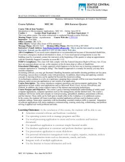 Syllabus of MIC 101 Online