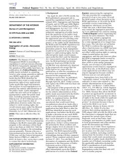 Segregating Renewable Energy Right-of-Way Applications, Final Rule