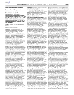 Notice of Intent to Prepare a Programmatic Environmental Impact Statement