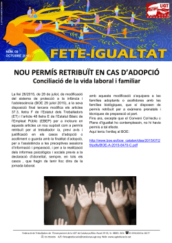 Butllet - octubre 2015 : Nou perm s retribu t en cas d'adopci .