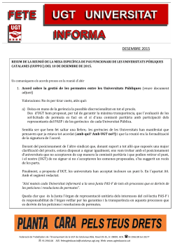 Butllet - desembre 2015 : Acords PAS Funcionari - Mesa Universitats 10-Desembre-2015: teletreball i permutes entre les Universitats