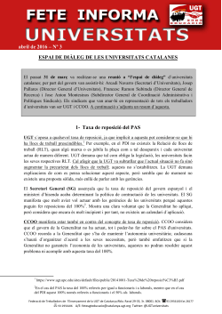 Butllet - abril 2016 : Resum reuni 31 de mar a l'espai de di leg d'universitats catalanes