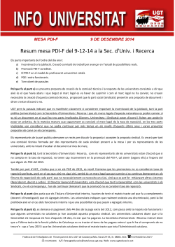 Resum mesa PDI-F del 09/12/14 a la Sec. d'Univ. i Recerca