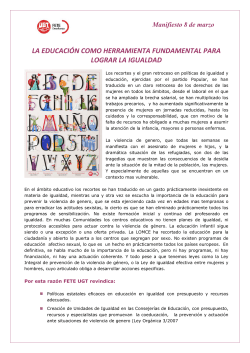 Manifest 8 de Mar&ccedil;: L'Educaci&oacute; com eina fonamental per aconseguir la Igualtat