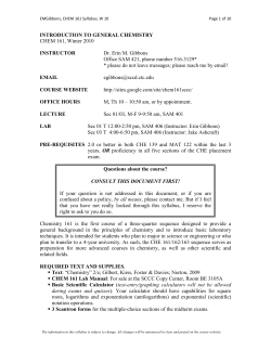 Chemistry& 161: General Chemistry W/ Lab