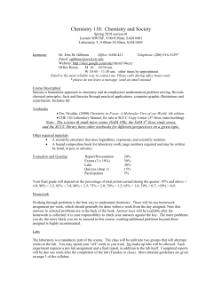 Chemistry 110: Chemistry and Society