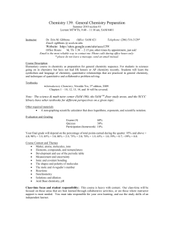 Chemistry& 139: General Chemistry Preparation