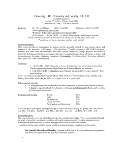 Chemistry 110 -- Interdisciplinary Science 101