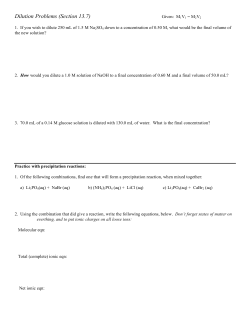 Extra practice with dilutions and precipitation reactions