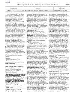 Opportunity To Comment on Changes to the Nevada and California Greater Sage-Grouse Bi-State Distinct Population Segment Carson City Field Office Consolidated Resource Management Plan and the Tonopah Field Office Resource Management Plan Amendment, Nevada