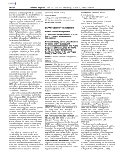 Notice of Realty Action: Classification for Lease and/or Subsequent Conveyance for Recreation and Public Purposes of Public Lands (N 90372) for an Elementary School in the Southwest Portion of the Las Vegas Valley, Clark County, NV
