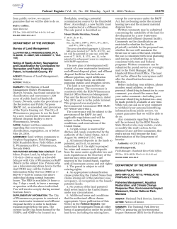 Notice of Realty Action: Segregation and Classification for Conveyance for Recreation and Public Purposes Patent, in Humboldt County, NV