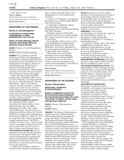 Federal Register Notice: Notice of Public Meetings: Mojave-Southern Great Basin Resource Advisory Council, Nevada