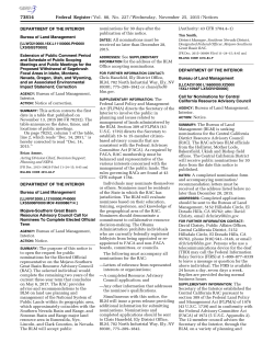 Federal Register Notice: Mojave-Southern Great Basin Resource Advisory Council Call for Nominees To Complete Elected Official Term