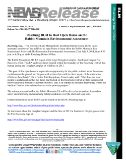 Rabbit Mountain EA press release