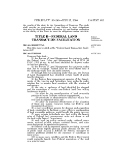 The Federal Land Transfer Facilitation Act (P.L. 106-248)