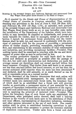O C Lands Act of 1937