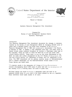 Spokane Resource Management Plan Amendment