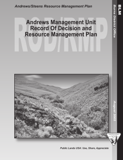 Record of Decision and Resource Management Plan