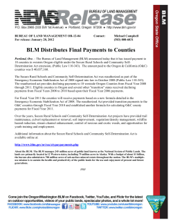 Press Release: BLM Distributes Final Payments to Counties