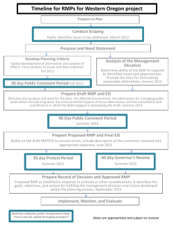 Timeline for the RMPs for Western Oregon project