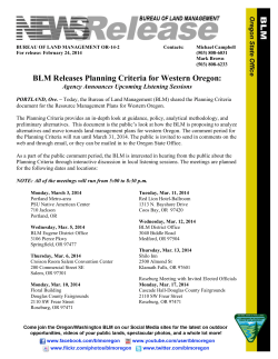 Planning Criteria Press Release