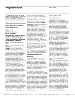 Federal Register Notice March 5, 2010: 12-Month Findings for Petitions to List the Greater Sage-Grouse ( Centrocercus urophasianus ) as Threatened or Endangered
