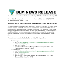 Comment Period for Greater Sage-Grouse Scoping Extended
