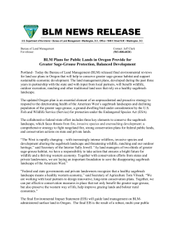 Oregon Sage Grouse News Release