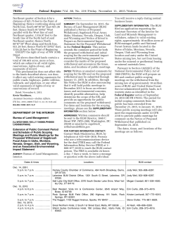 Extension of Public Comment Period and Schedule of Public Scoping Meetings and Public Meetings for the Proposed Withdrawal of Sagebrush Focal Areas in Idaho, Montana, Nevada, Oregon, Utah, and Wyoming, and an Associated Environmental Impact Statement