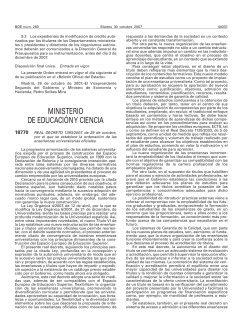 Real Decreto 1393/2007, de 29 de Octubre, por el cual se establece la ordenaci n de las ense anzas universitarias oficiales