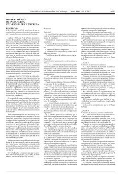 Resoluci n IUE/1355/2007, de 27 de abril, por la que se regulan las comisiones de car cter permanente del Consejo Interuniversitario de Catalu a.