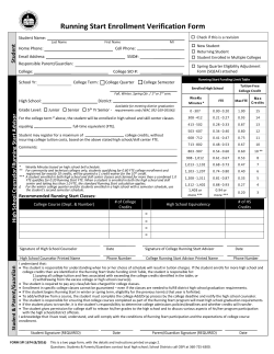 Running Start Enrollment Verification Form