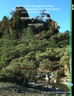 Clear Creek RMP Amendment for Route Designation