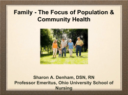 Family - The Focus of Population Community Health