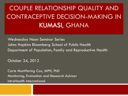 Couple Relationship Quality and Contraceptive Decision-Making in Kumasi, Ghana