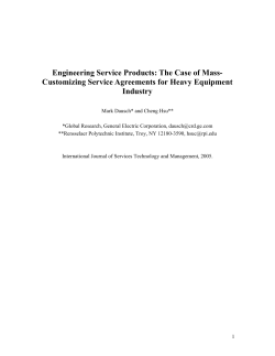 Engineering Service Products: The Case of Mass-Customizing Service Agreements for Heavy Equipment Industry