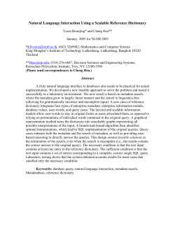 Natural Language Interaction Using a Scalable Reference Dictionary