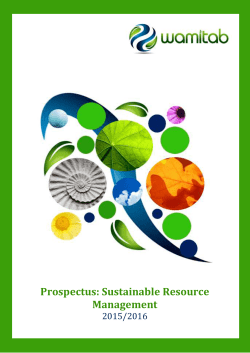 Sustainable Resource Management Prospectus