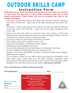 Outdoor Skills Camp Permission Form