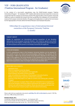 Fellowships for acquaintance stays at the European University Viadrina (1 month)