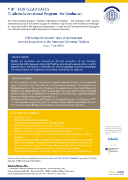 Fellowships for research stays at the European University Viadrina (max. 3 month)