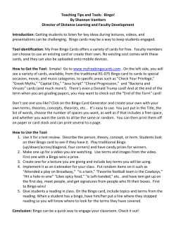 My Free Bingo Cards: A place where you can create and print your own cards