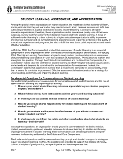 Student Learning, Assessment and Accreditation