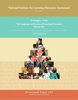 NILOA Occasional Paper 24: To Imagine a Verb: The Language and Syntax of Learning Outcomes Statements (Adelman)