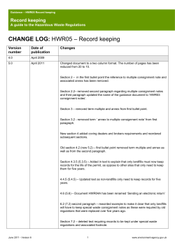 Environment Agency Guidance HWR05: Record Keeping (V6, June 2011)