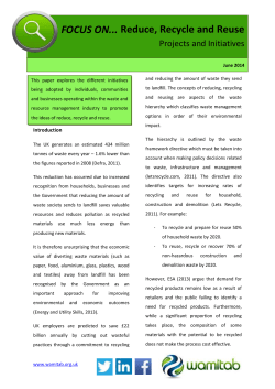 Focus On ... Reduce, Recycle and Reuse